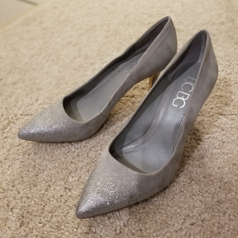 BCBG Glittery Toed Suede Heels 9B